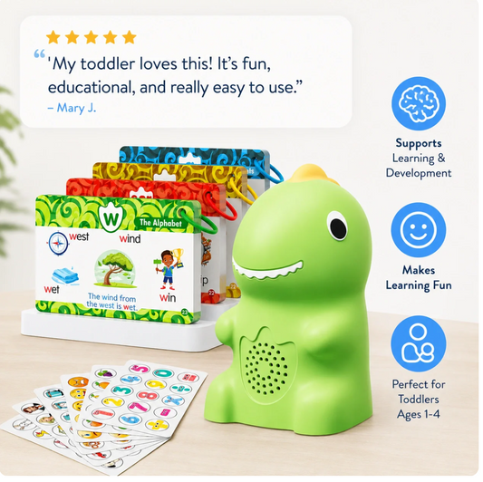 Eliivio Talking Dinosaur Flash Cards — Screen-Free Speech & Vocabulary Toy for Toddlers (2-5 Years)
